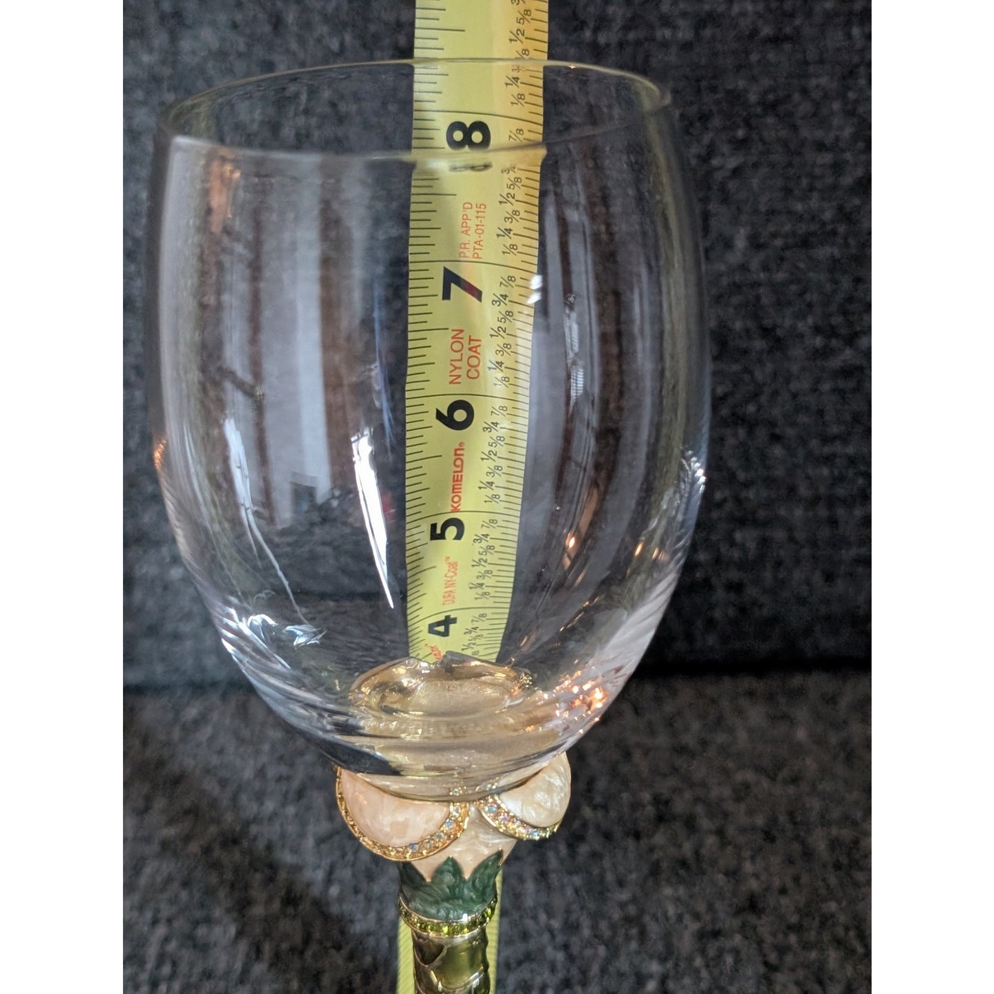 Vintage 2 Saints Tan Green Enamel Rhinestone Embellished Wine Goblet