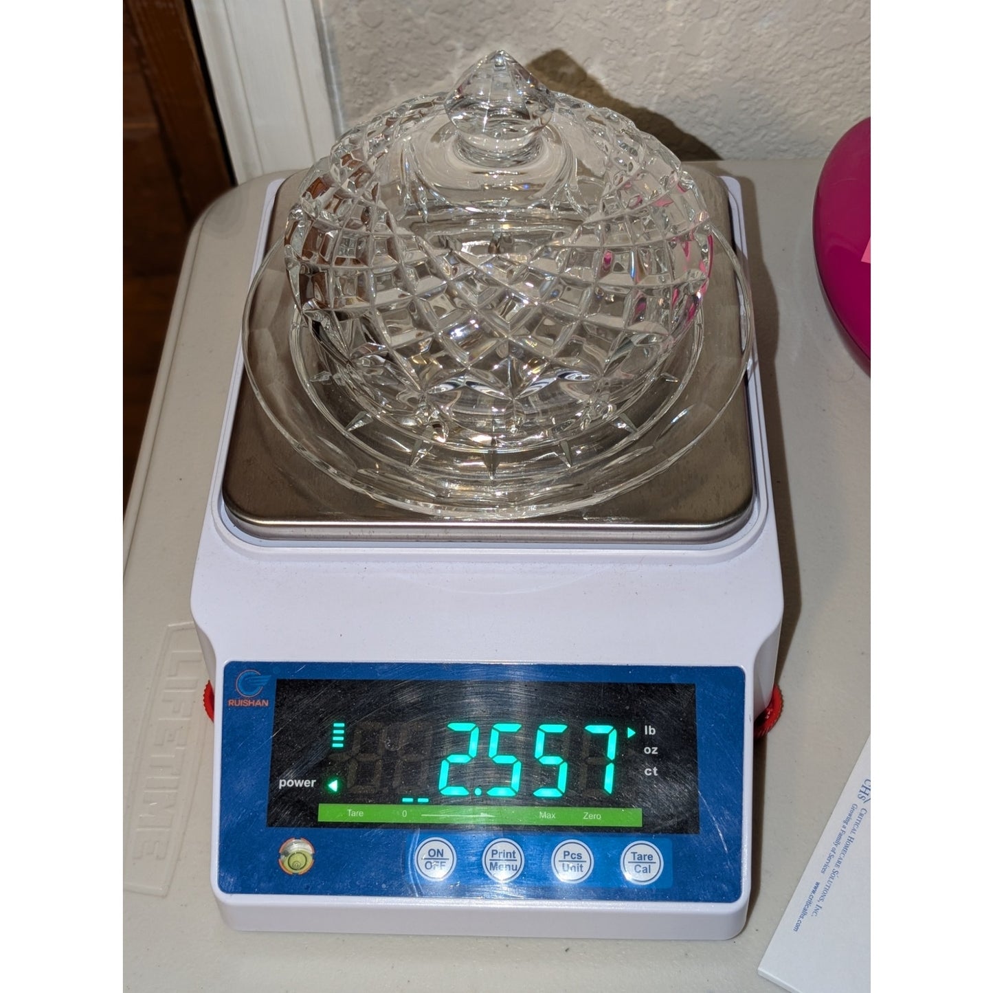 Vintage Diamond Cut 24% Lead Crystal Domed Cheese Plate
