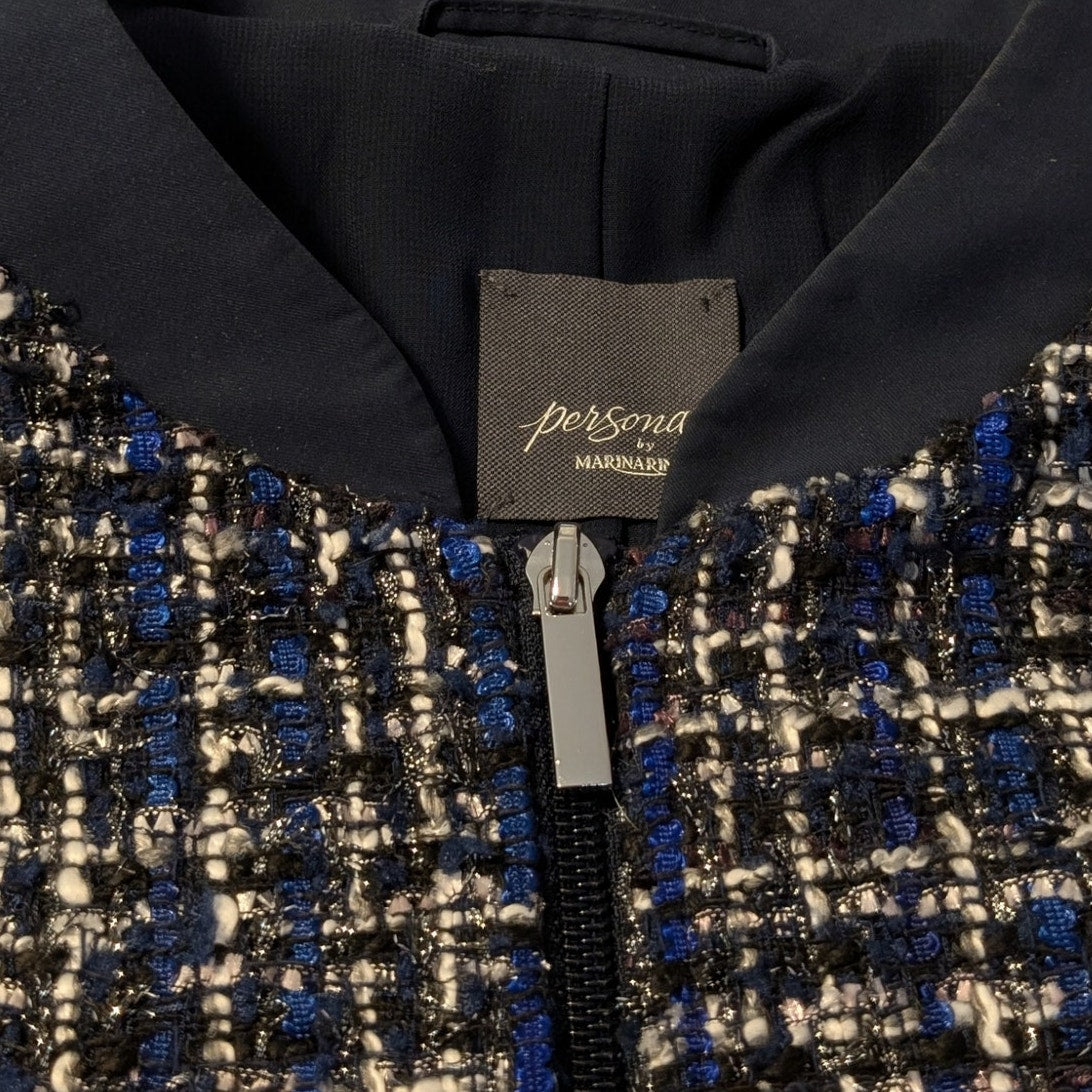 Persona by Marina Rinaldi Metallic Tweed Zip Front Bomber Jacket Sz 18 (Plus)
