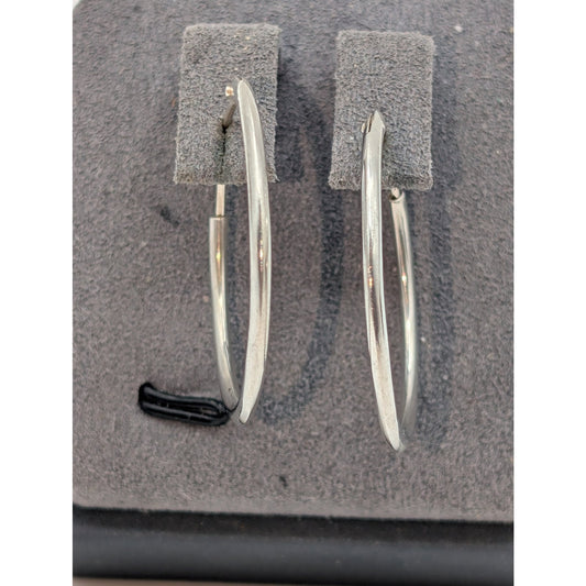 925 Sterling Silver 1" Hoop Earring With Snap Post Closure