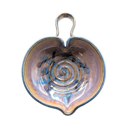 Signed & Stamped Janet Rodriguez Artisan Lavender Blue Heart Leaf Shaped Dish