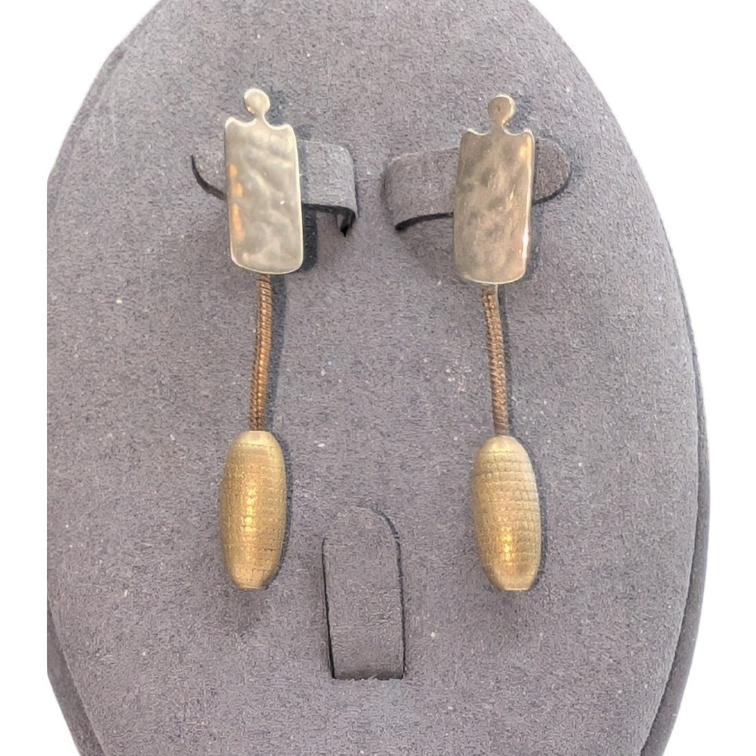 Marjorie Baer San Francisco Brutalist Mixed Metals Industrial Dangle Earrings