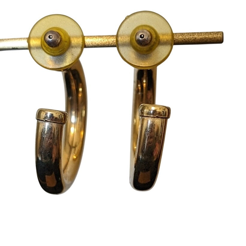 1.5" Gold Tone Hollow Partial Hoop Tube Pierced Earrings