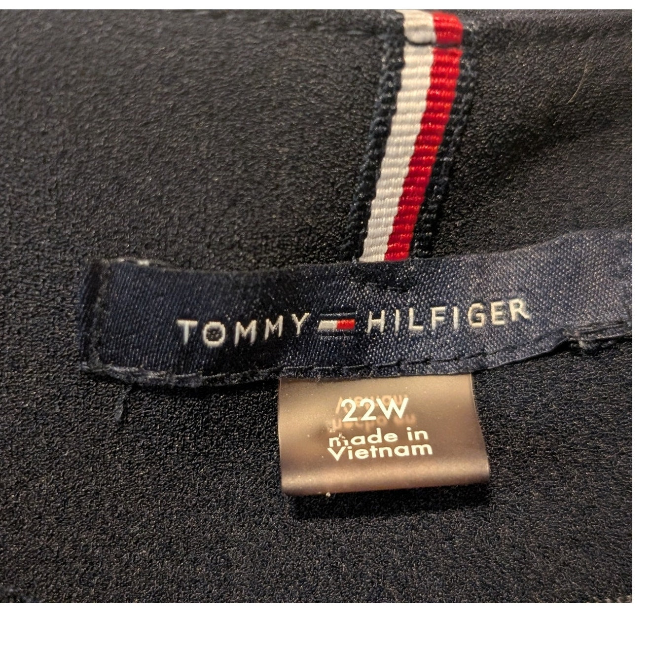 TOMMY HILFIGER Navy Stretch Zippered Ruffled Scuba Crepe Dress Womens Sz 22W