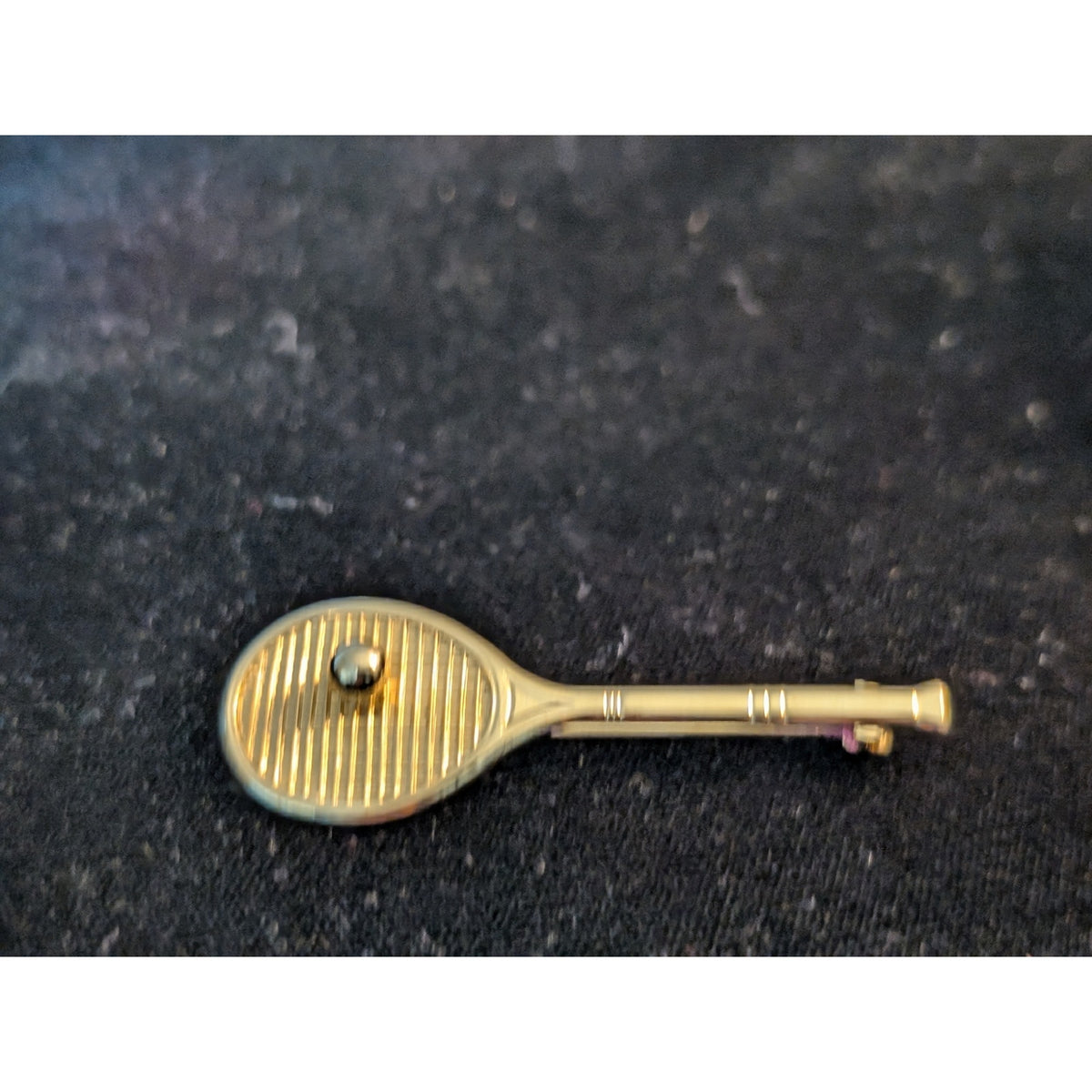 Whimsical Gold Tone Tennis Racket Pin