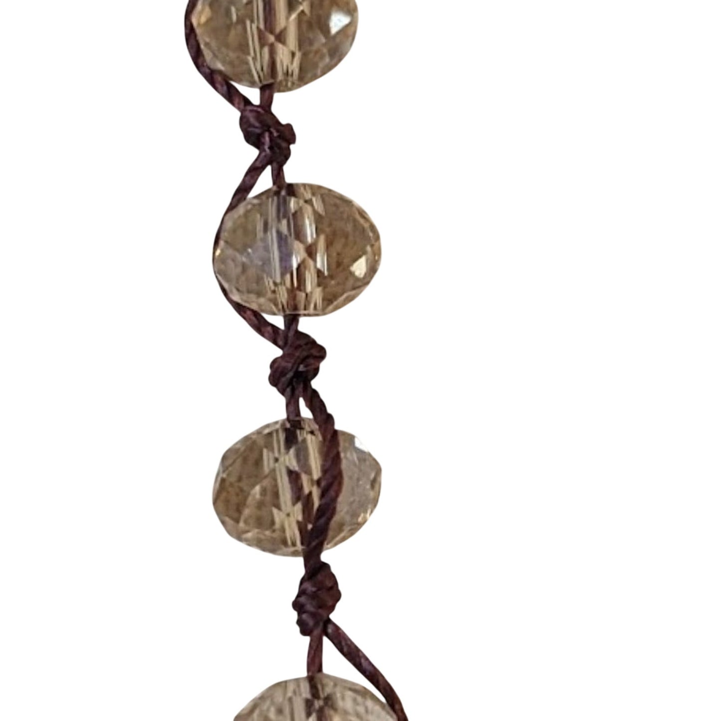 Woven Crystal Bead Necklace with Leather Detachable Tassel