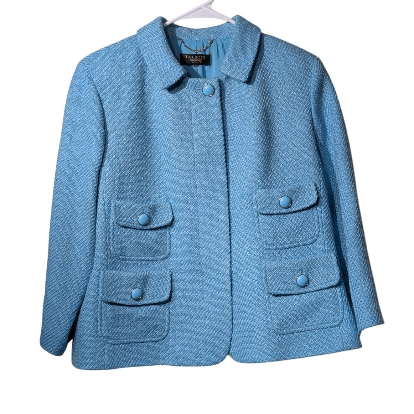 Talbots Black Label Robin's Egg Blue Mid-Century Style Wool Jacket Sz Approx L P