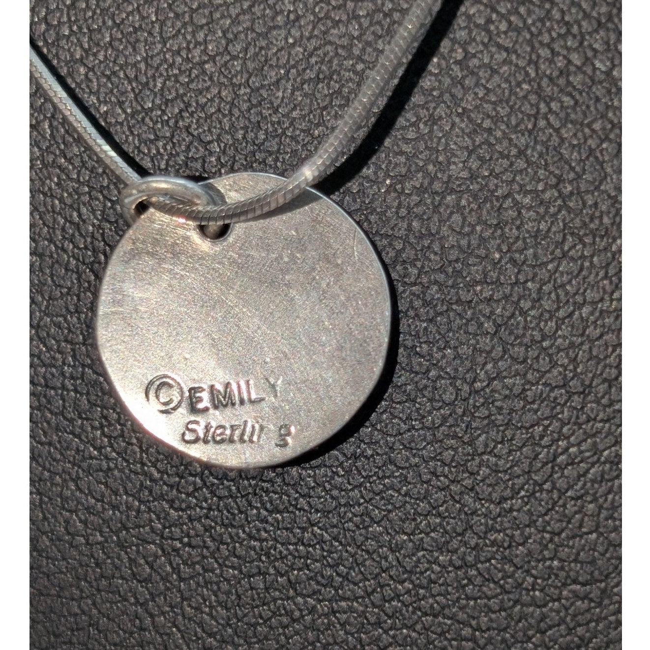 Vtg Emily Sterling Initial 'N' .5" Disk Pendant 22" Snake Chain Necklace