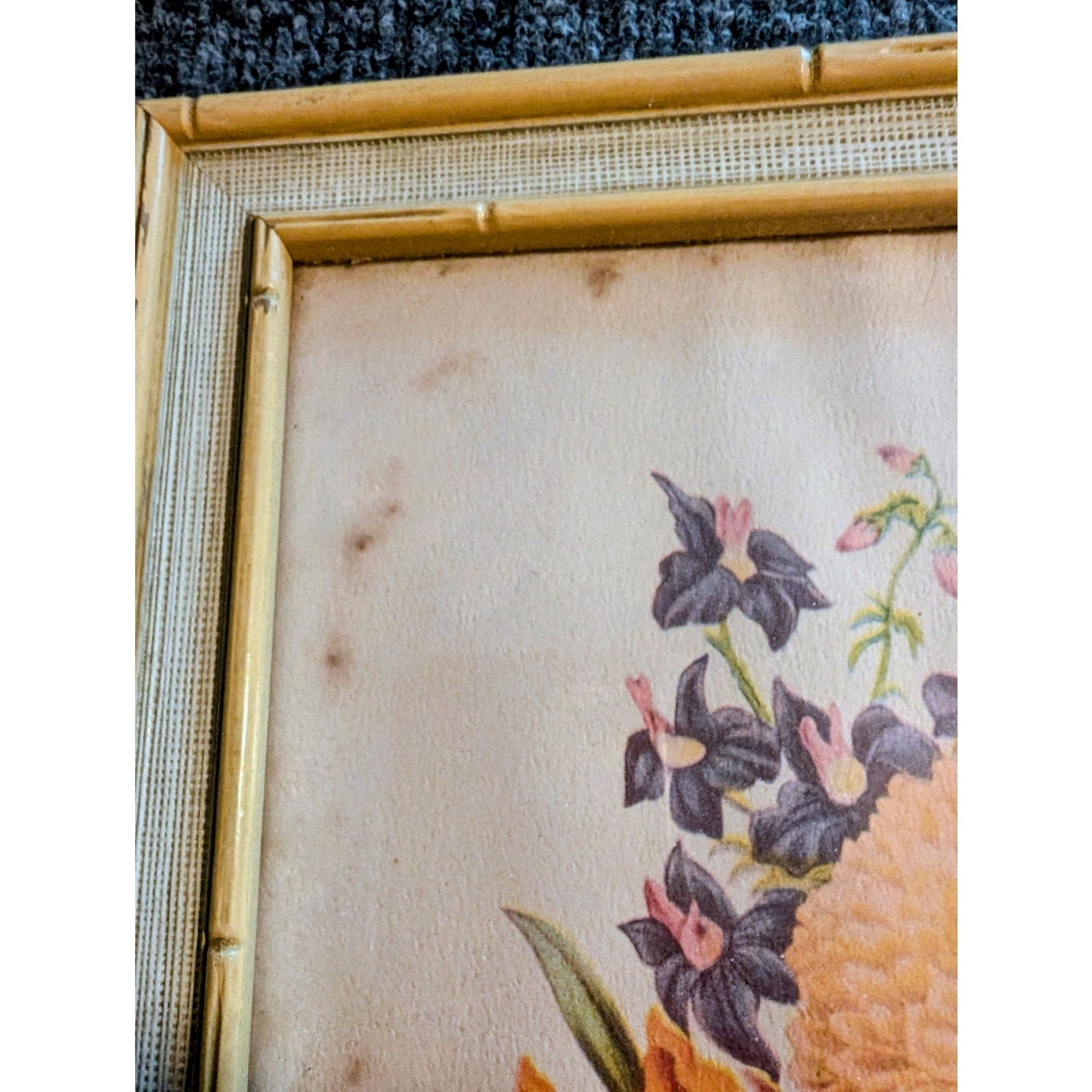 Set of Two Vintage Framed Pierre Joseph Redoute Botanical Art Prints Under Glass