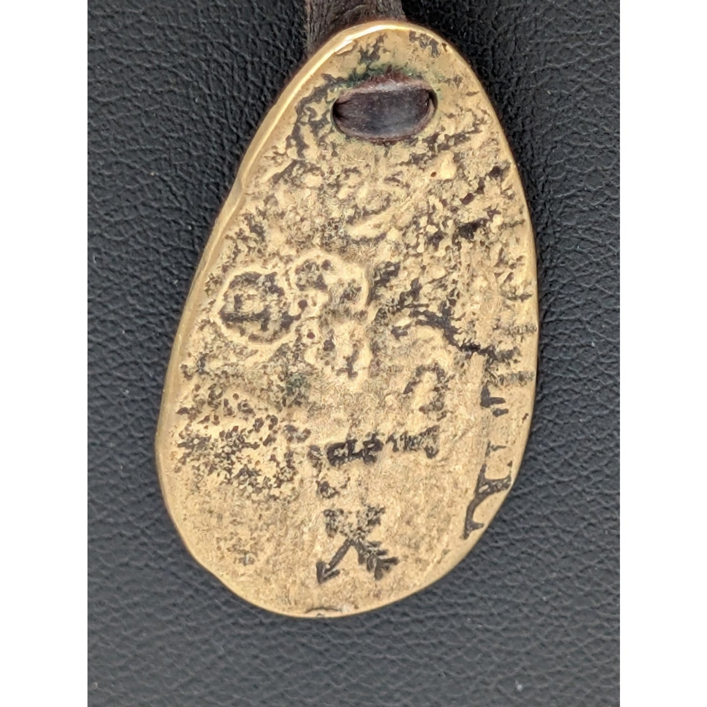 Boho CLP Rawhide Gold Hammered Teardrop Pendant Necklace