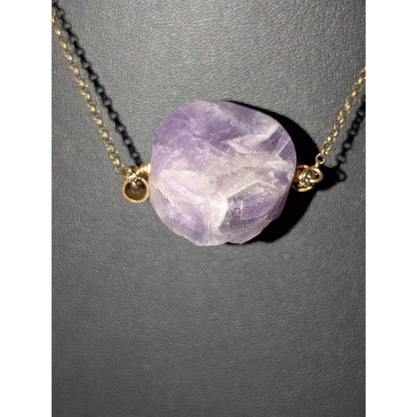 Larissa Loden 'Floating Amethyst' Pendant Brass Antiqued Chain 18" Necklace