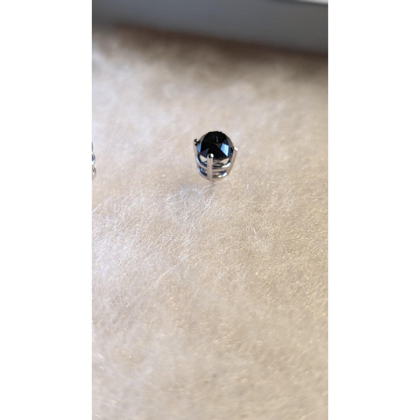 14k White Gold 4-Prong Basket Round Black Diamond Stud Earrings