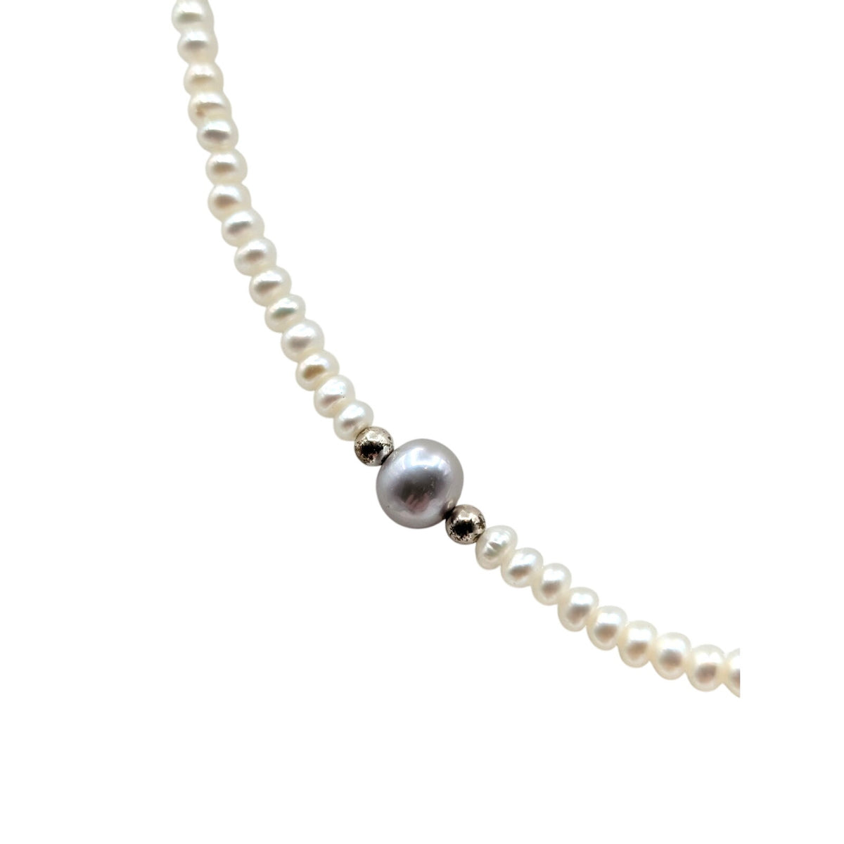 Vintage Honora 925 Sterling Silver White & Light Gray Akoya Pearl 18" Necklace
