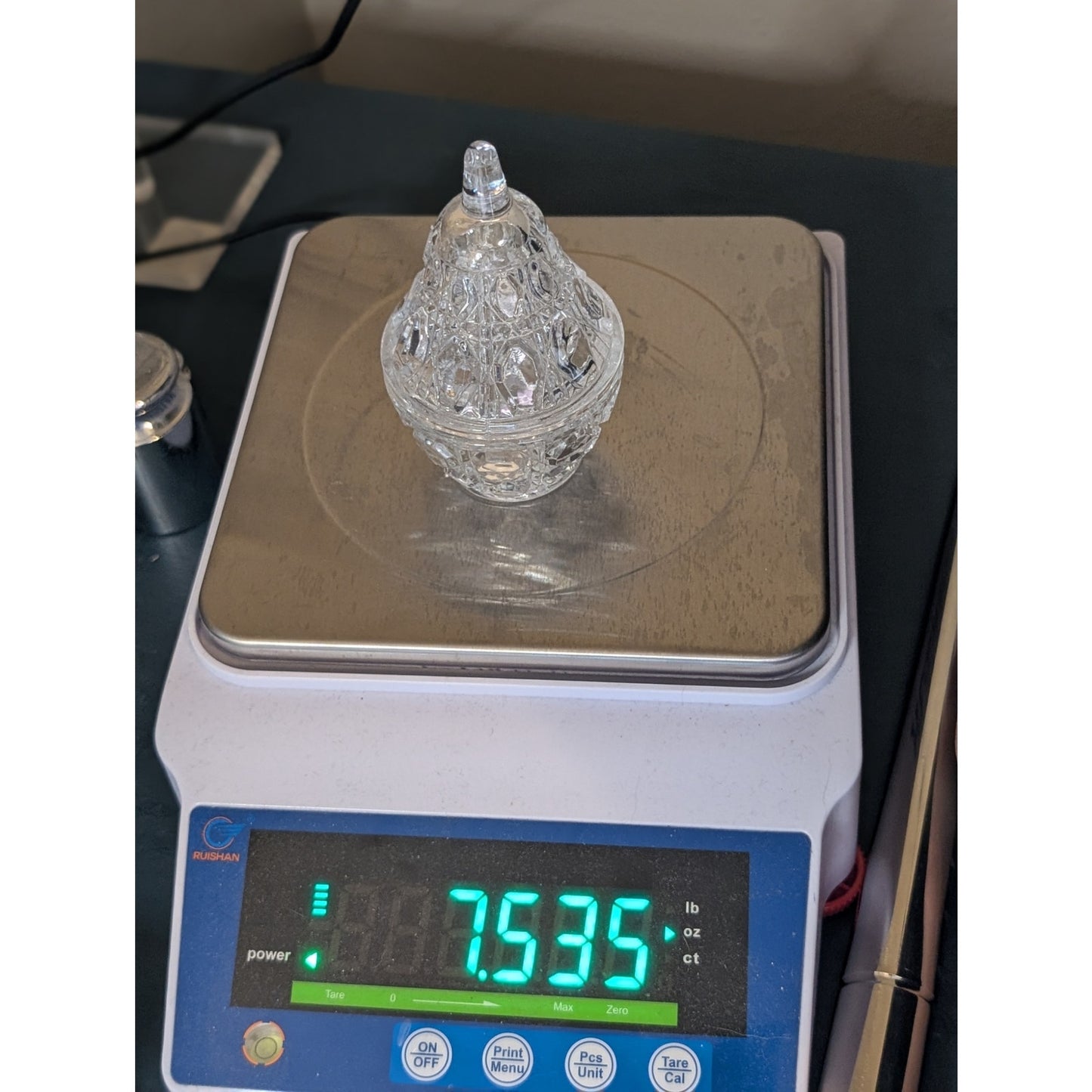 Anna Hutte Genuine Lead Crystal Pear Shaped Lidded Trinket Box Germany
