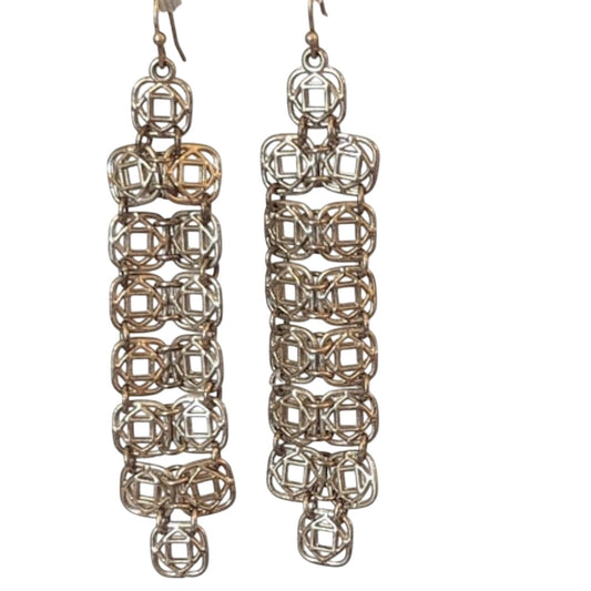 Retired Lia Sophia Gold Tone Chain Articulated Dangle Earrings