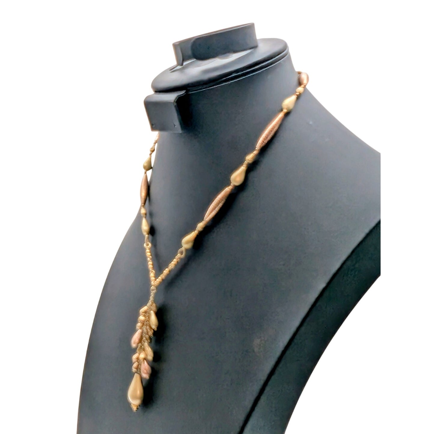 Lauren Conrad Rose & Gold Tone Y Drop Beaded 16"-18_ Necklace