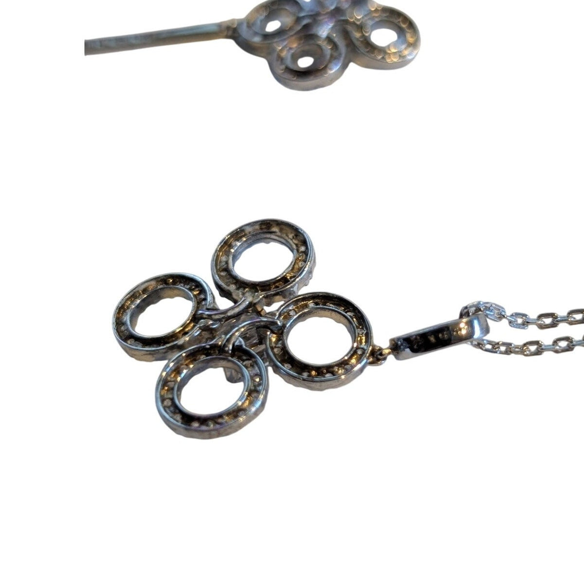Signed Daniel K DANI 'Clover' Drop Sterling Silver Earrings & Necklace Set