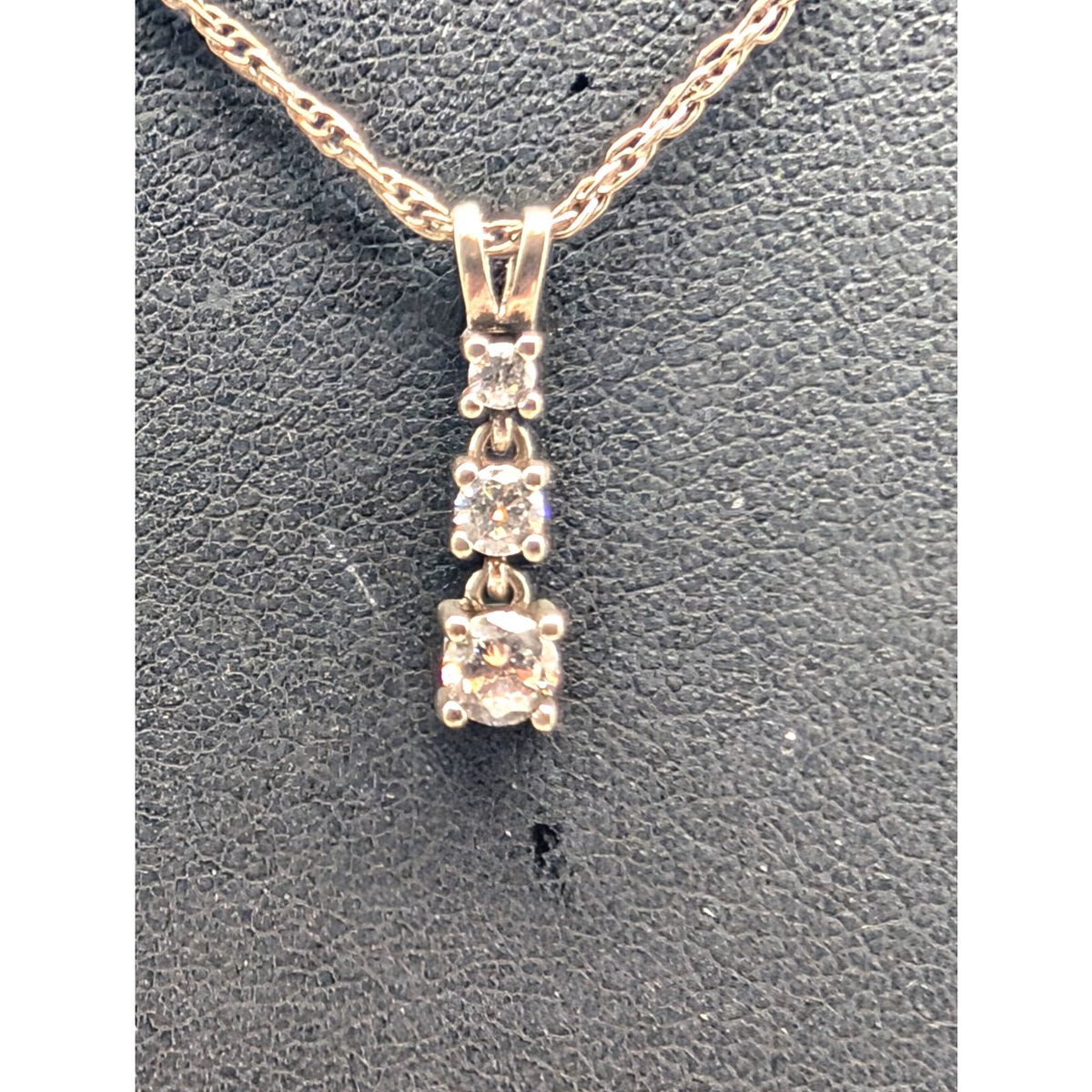 Vintage 925 Sterling Three Graduated Articulated CZ Pendant Chain Necklace