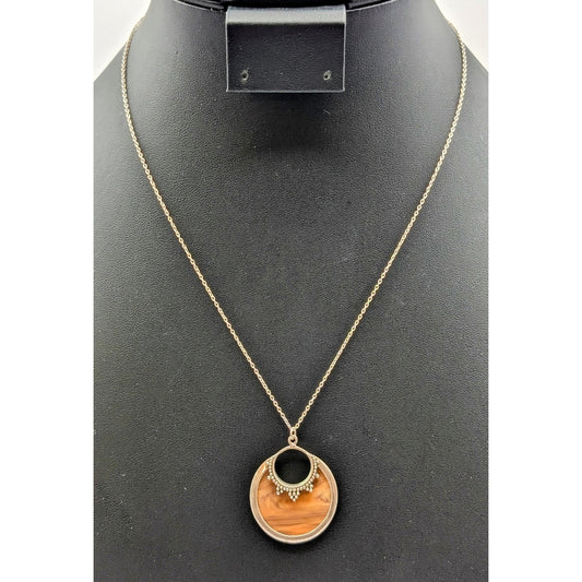 925 Sterling Silver Wood Grain Bali Disk Pendant 18" Necklace