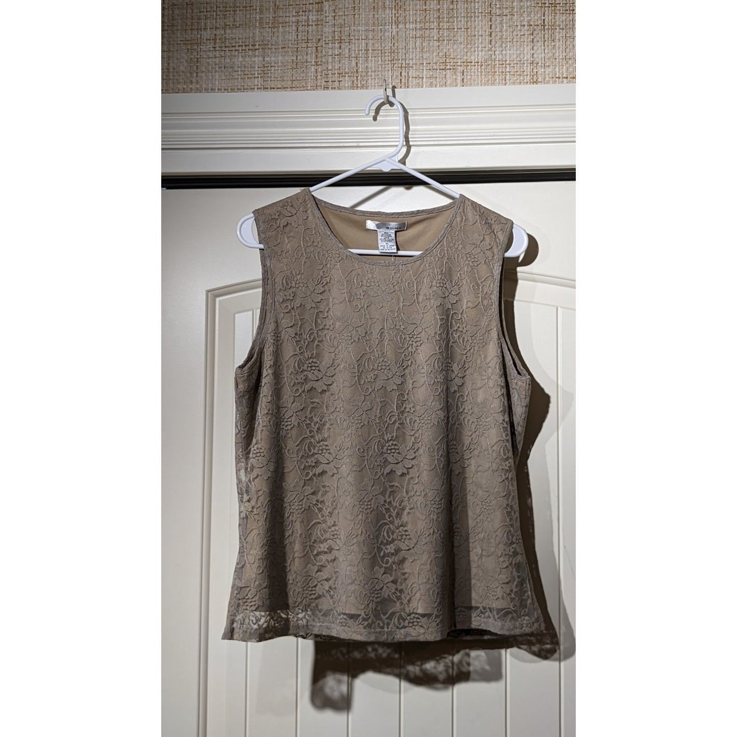 WD.NY Mushroom Lace Overlay Scoop Neck Sleeveless NWT Tank/Shell Sz XL