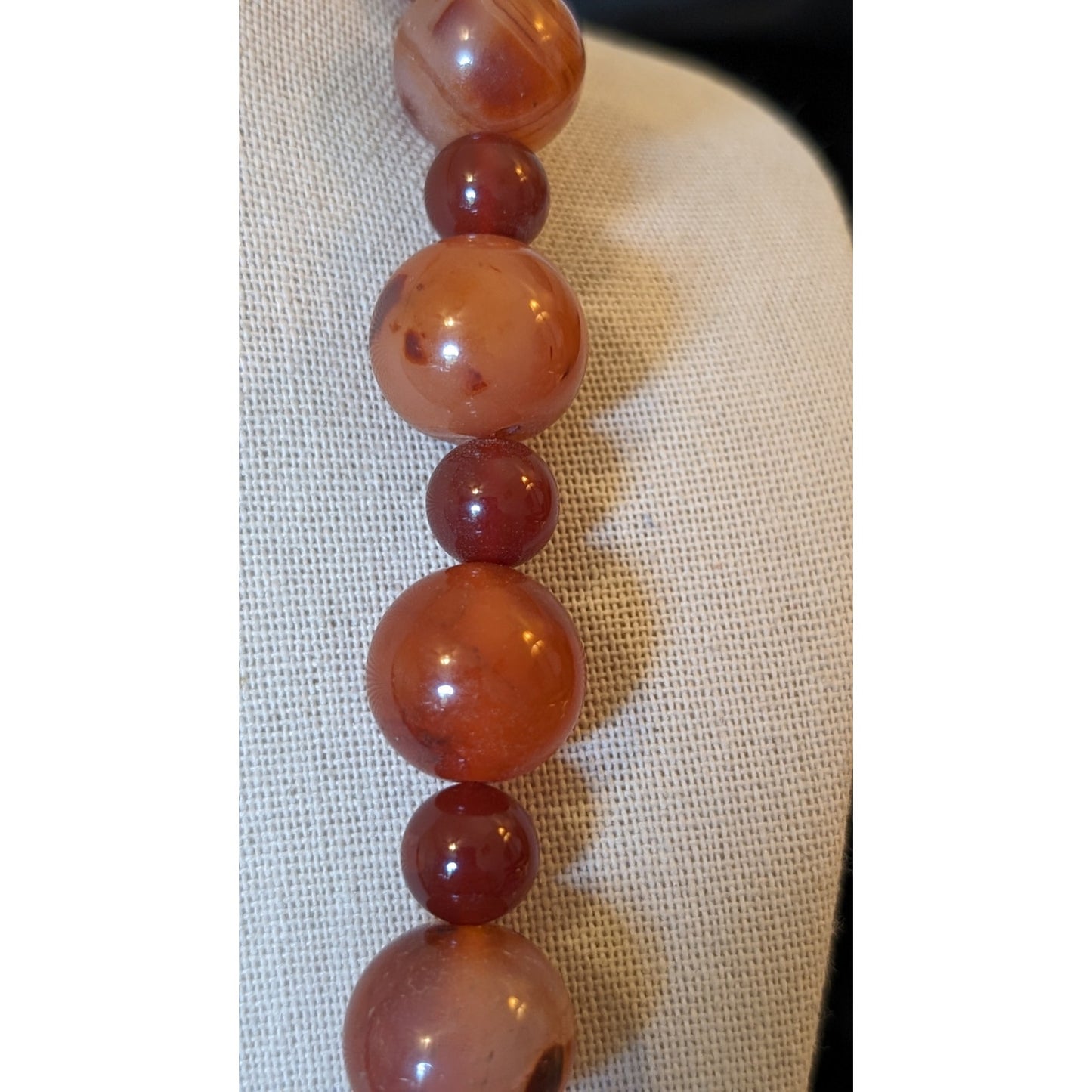 Vintage Natural Earth Mined, Carnelian Statement Necklace W/ 14k GF Clasp
