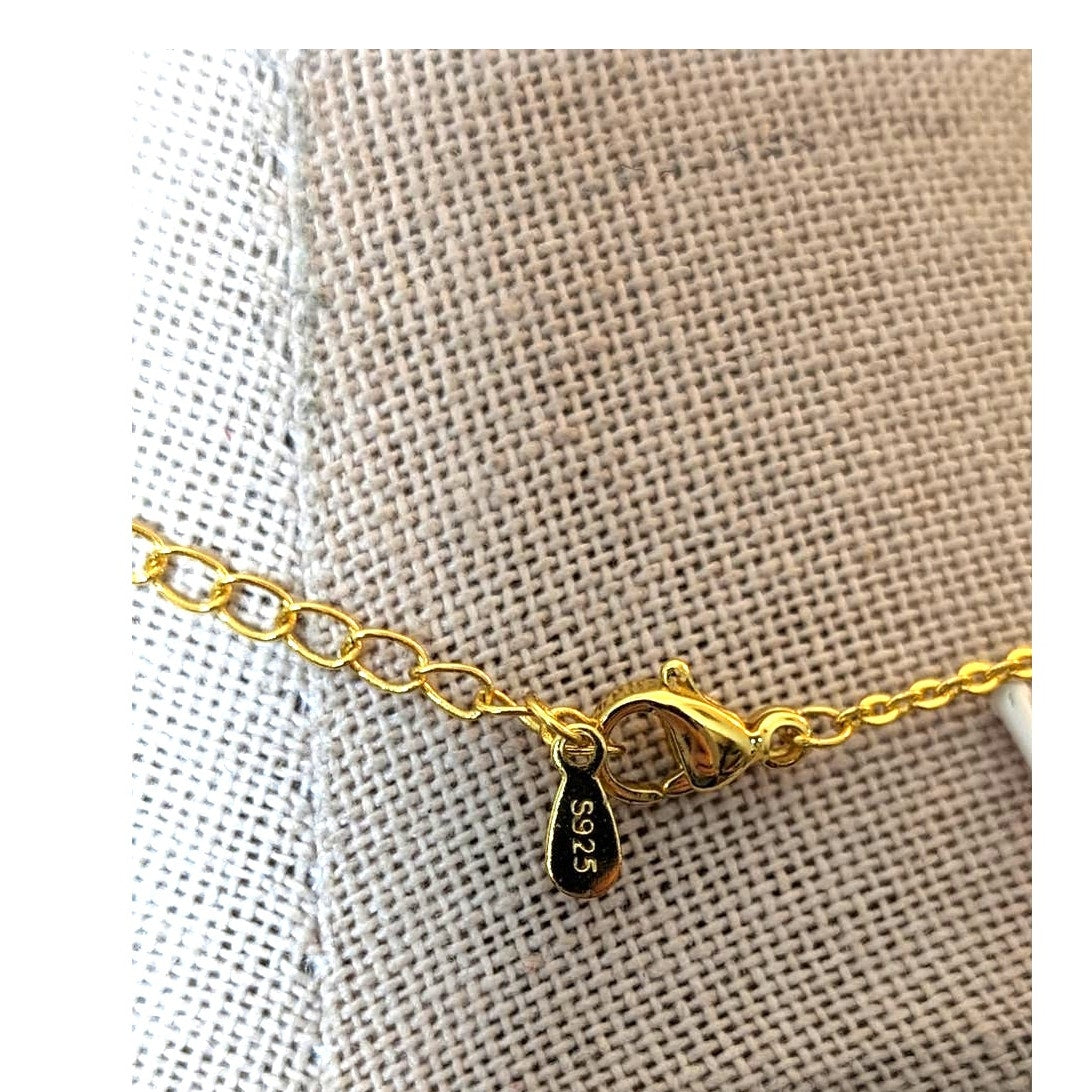 Floating French Faux Pearl Marked Gold Tone Necklace