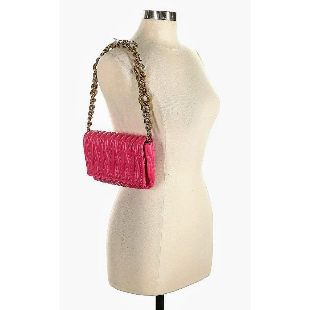 Montana West Pink Quilted Faux Leather Chunky Chain Handbag