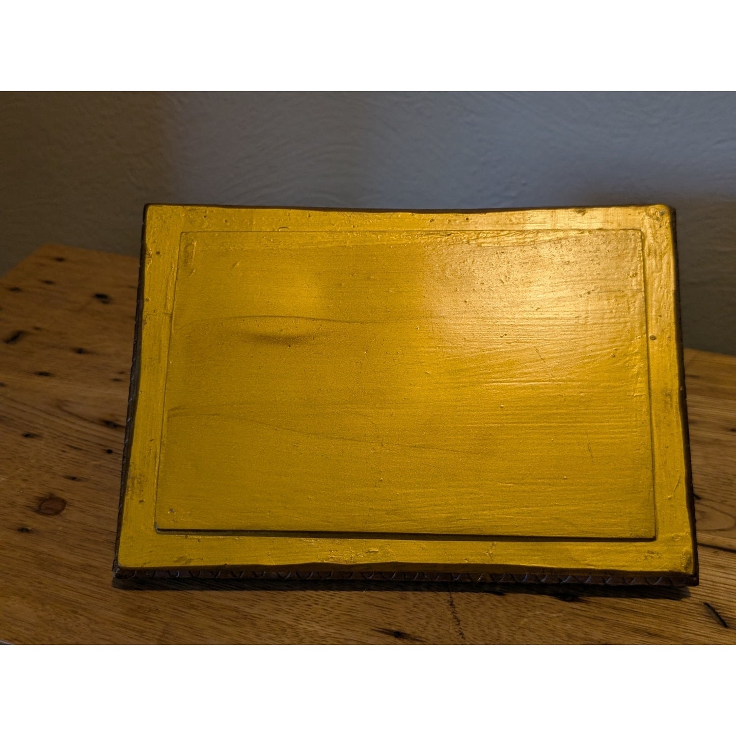 Jewelry Chest or Trinket Box Brick Pattern Removeable Lid Wood Look Resin