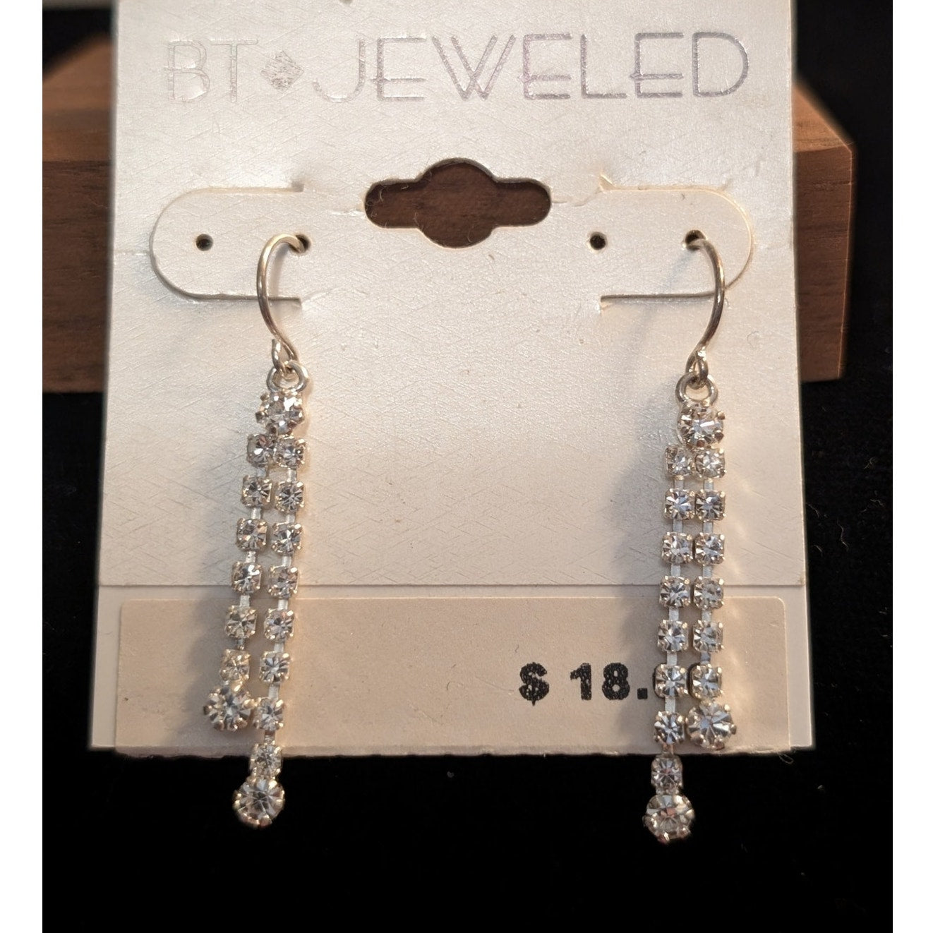 BT Jeweled Double Strand Rhinestone Wire Dangle Earrings NWT