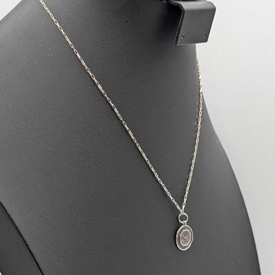 Silpada Charm Pendant On 925 Sterling Silver Rectangle Link 18" Chain Necklace
