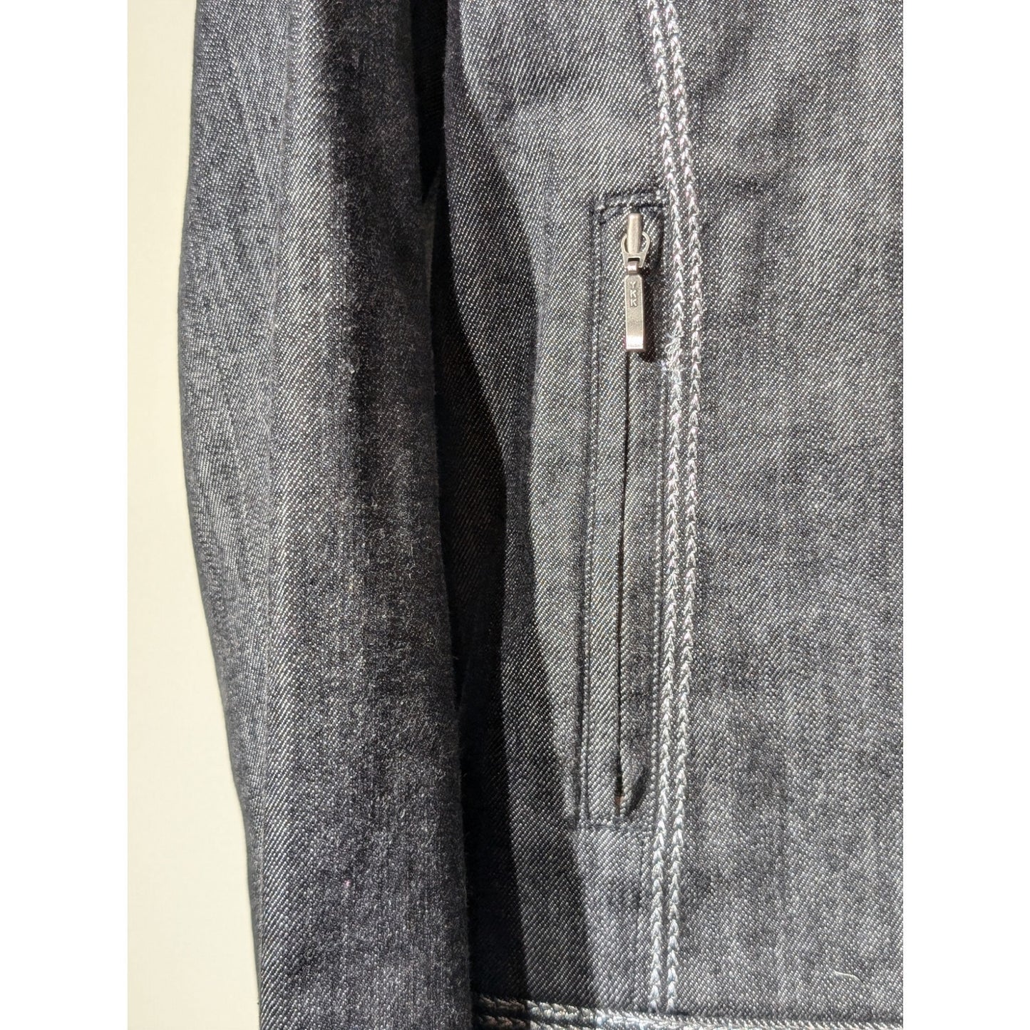 Chico's LOVE Gray/Silver  Denim Zip Front Top Stitch Embellished Jean Sz XL