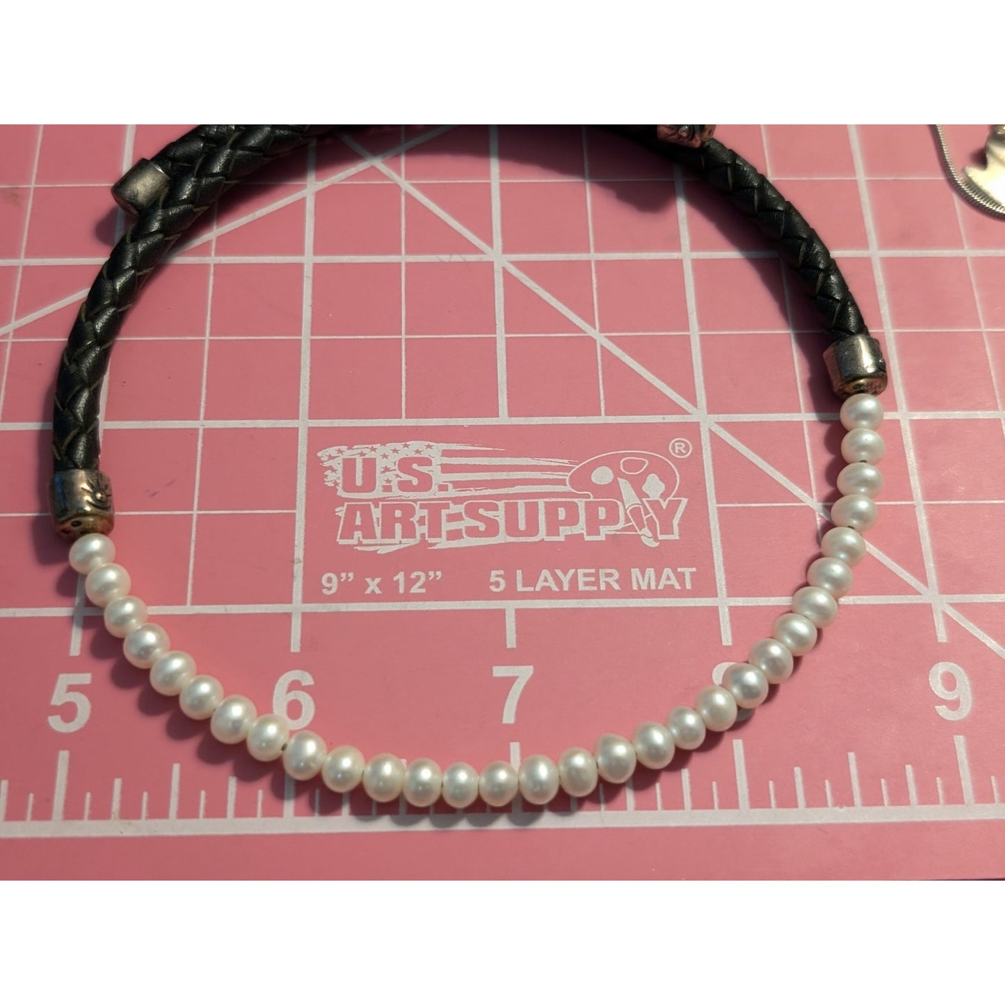 Silpada Sterling Silver Braided Leather Freshwater Pearl Choker