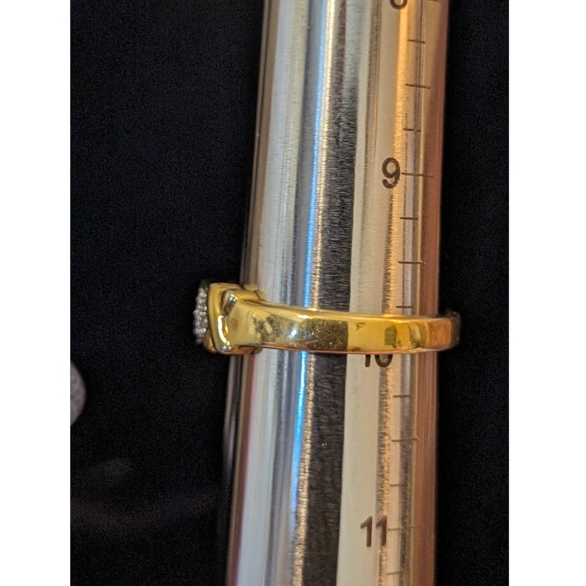 925 Sterling Silver Vermeil Two Tone X Diamond Band Ring Size 10