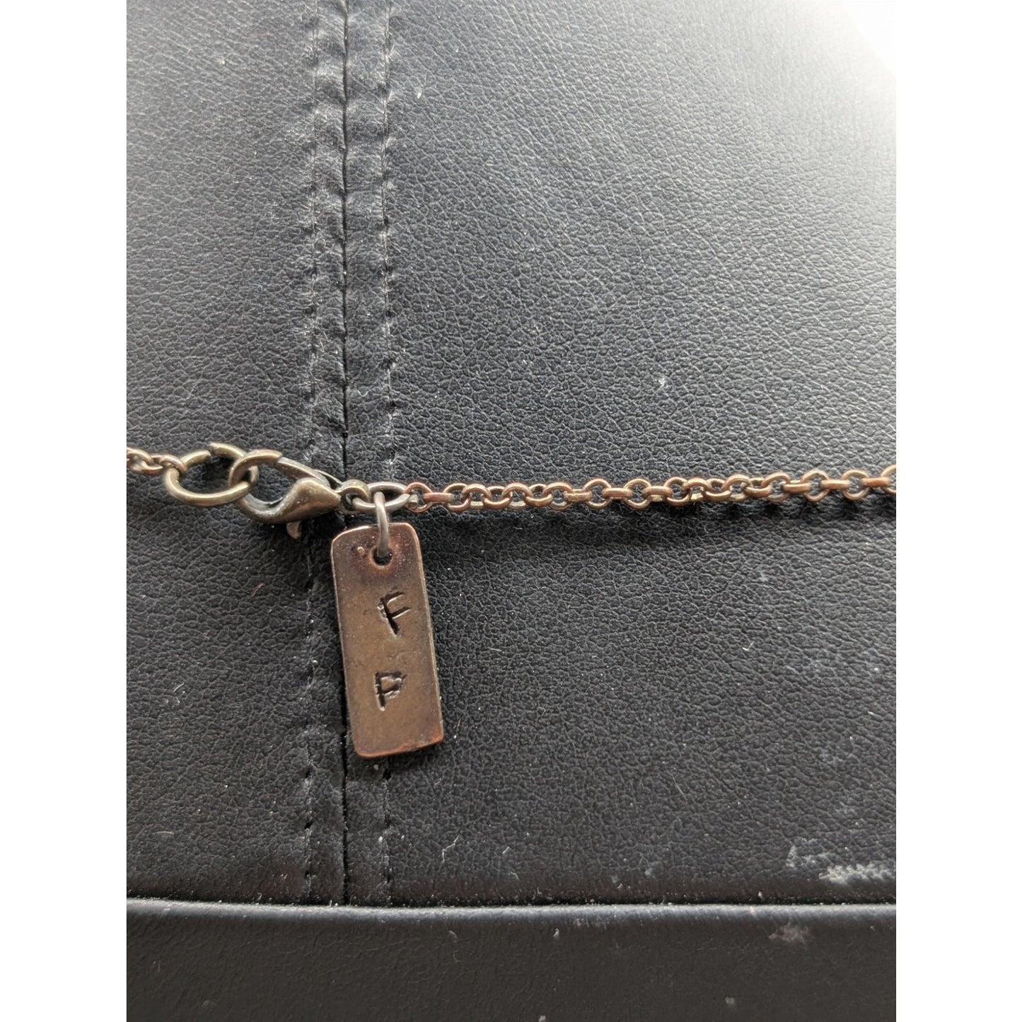 Rustic Antiqued Copper Look Flower Moon May Pendant Chain Long Necklace