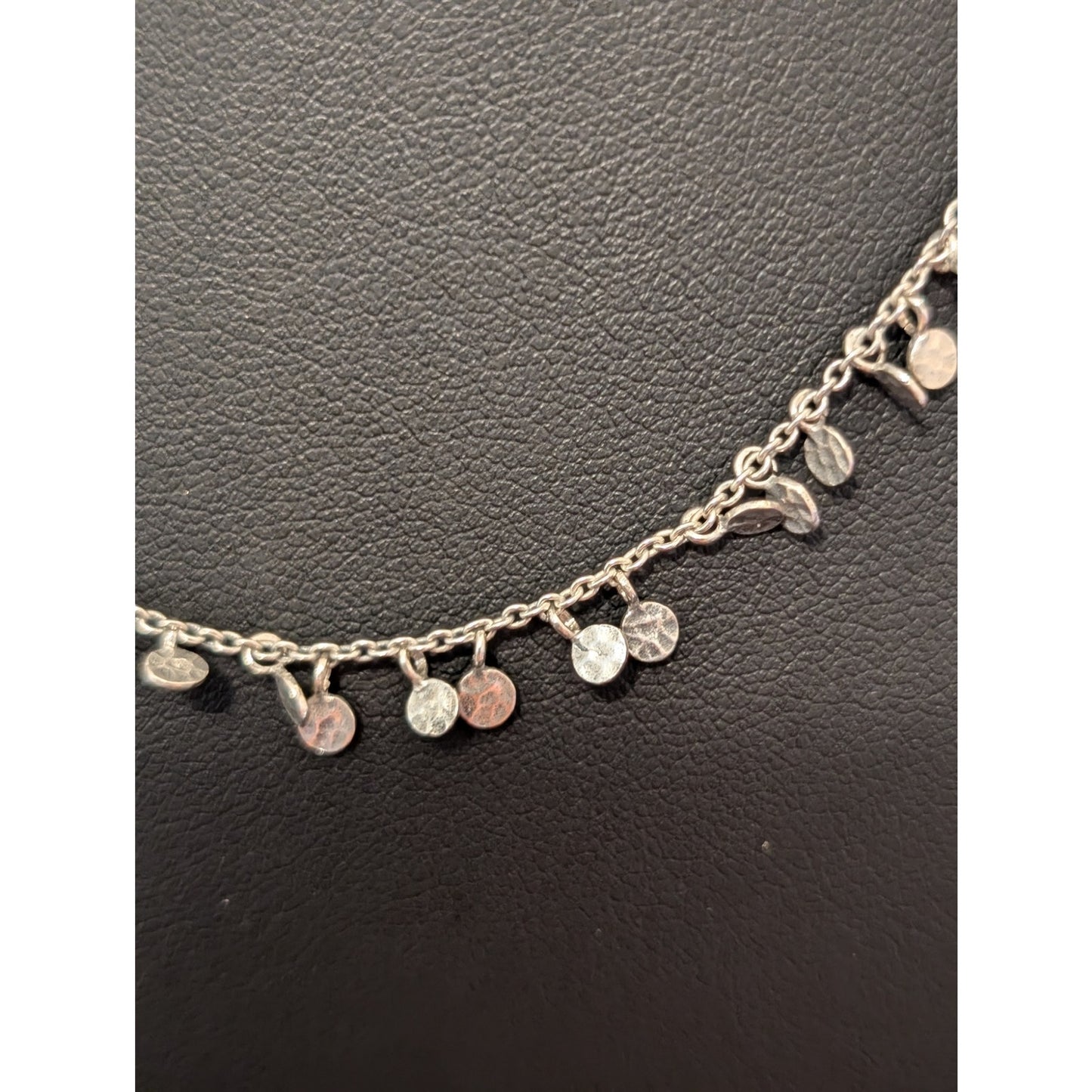 925 Sterling Silver Dainty Dangle Dot 16.5"-18.5" Necklace