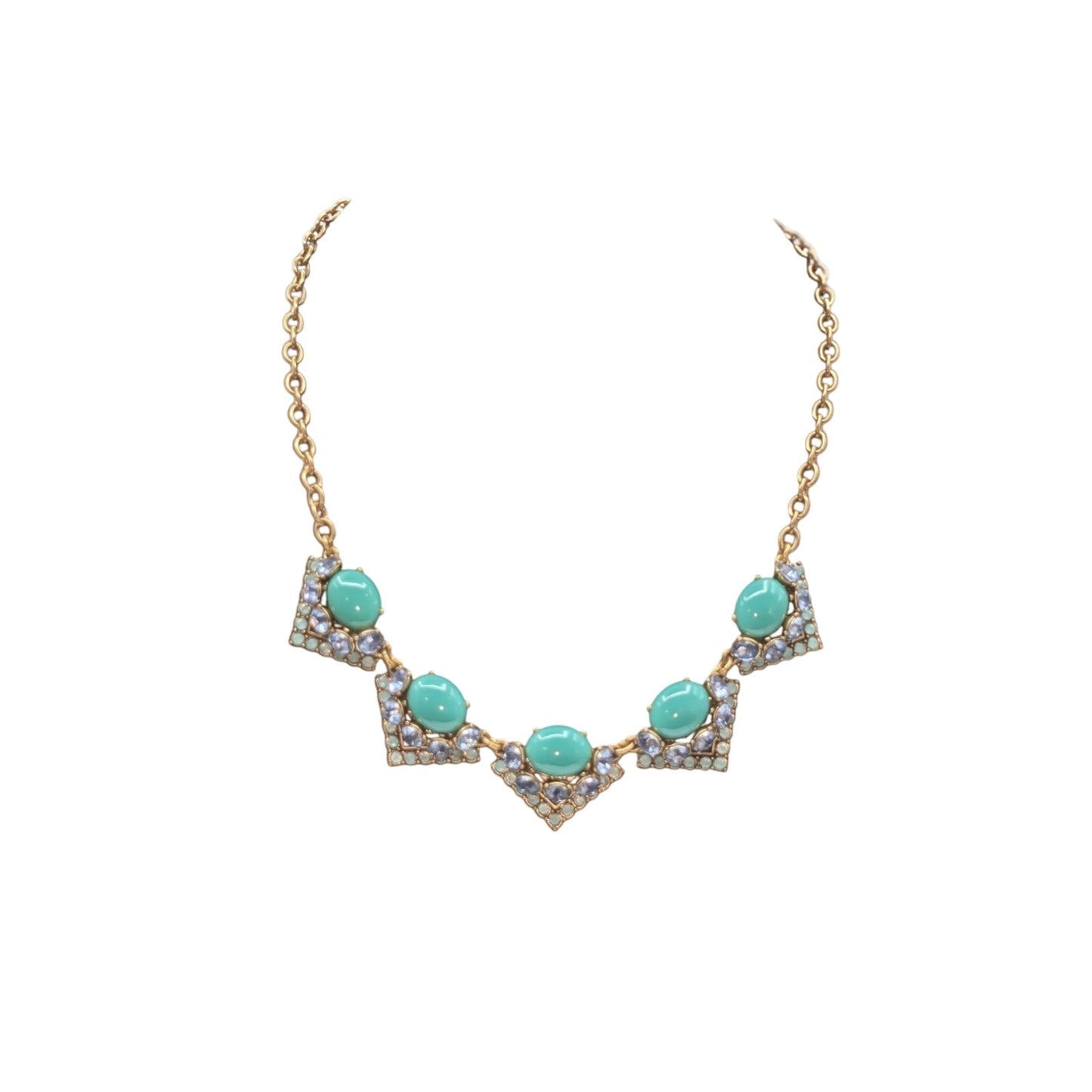 Stella & Dot Rory Blue Stones Lavender Crystal Gold Tone Statement Necklace