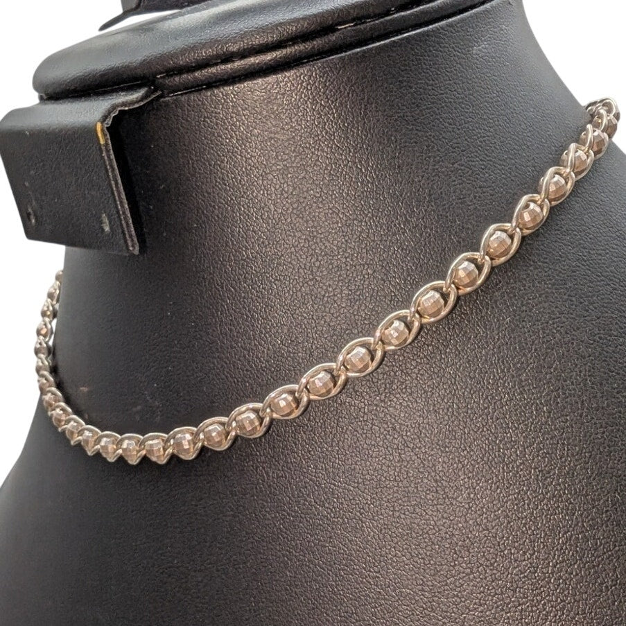 Vintage 925 Italy Sterling Silver Disco Ball Chain Link 15" Necklace 14.97g