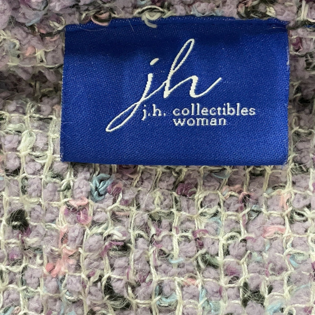 JH Collectibles Lavender Boucle Fringe Button Pocket Front Cardigan Womens Sz 1X