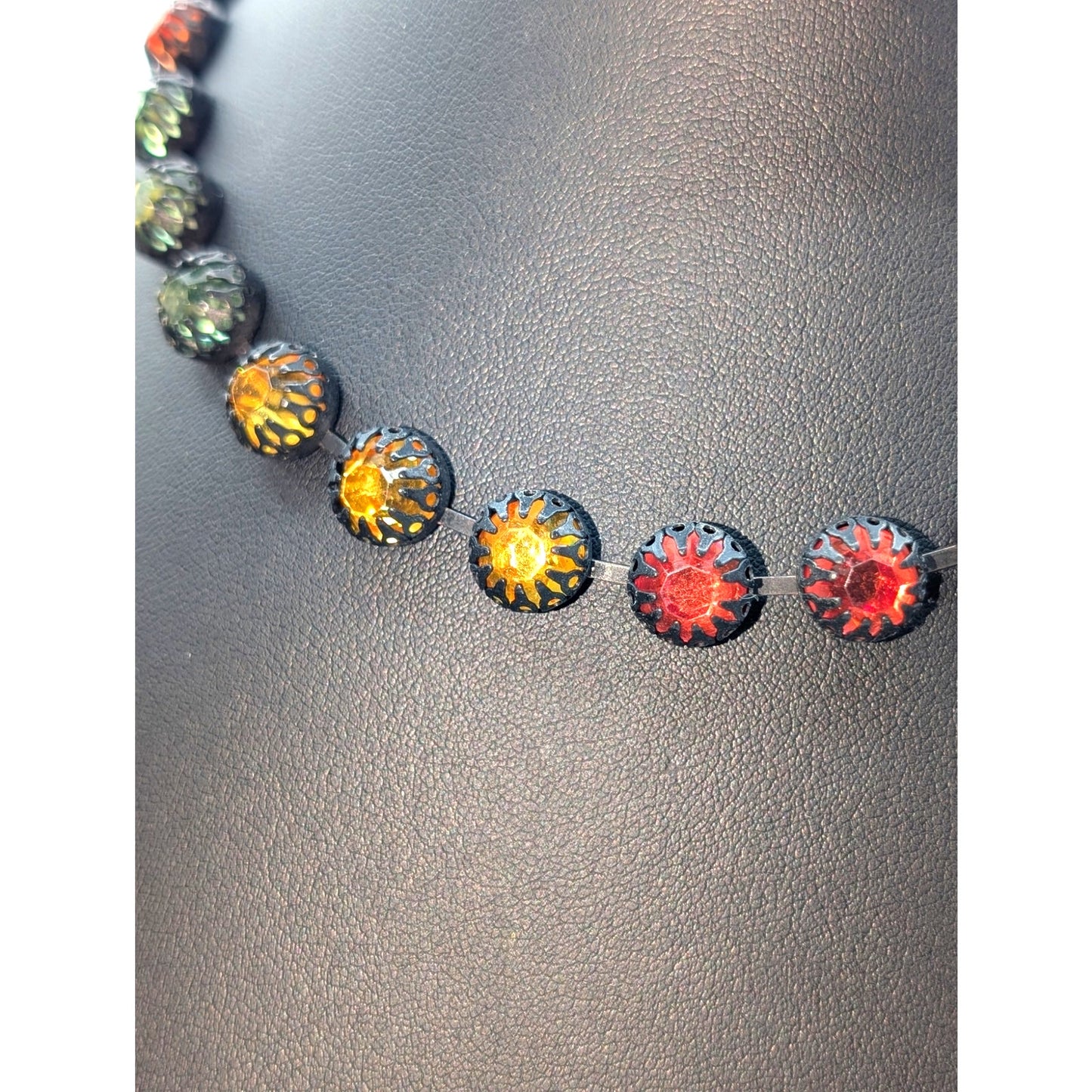Zara Multi-Fall-Color Rhinestone Gunmetal Choker Necklace 12-15"