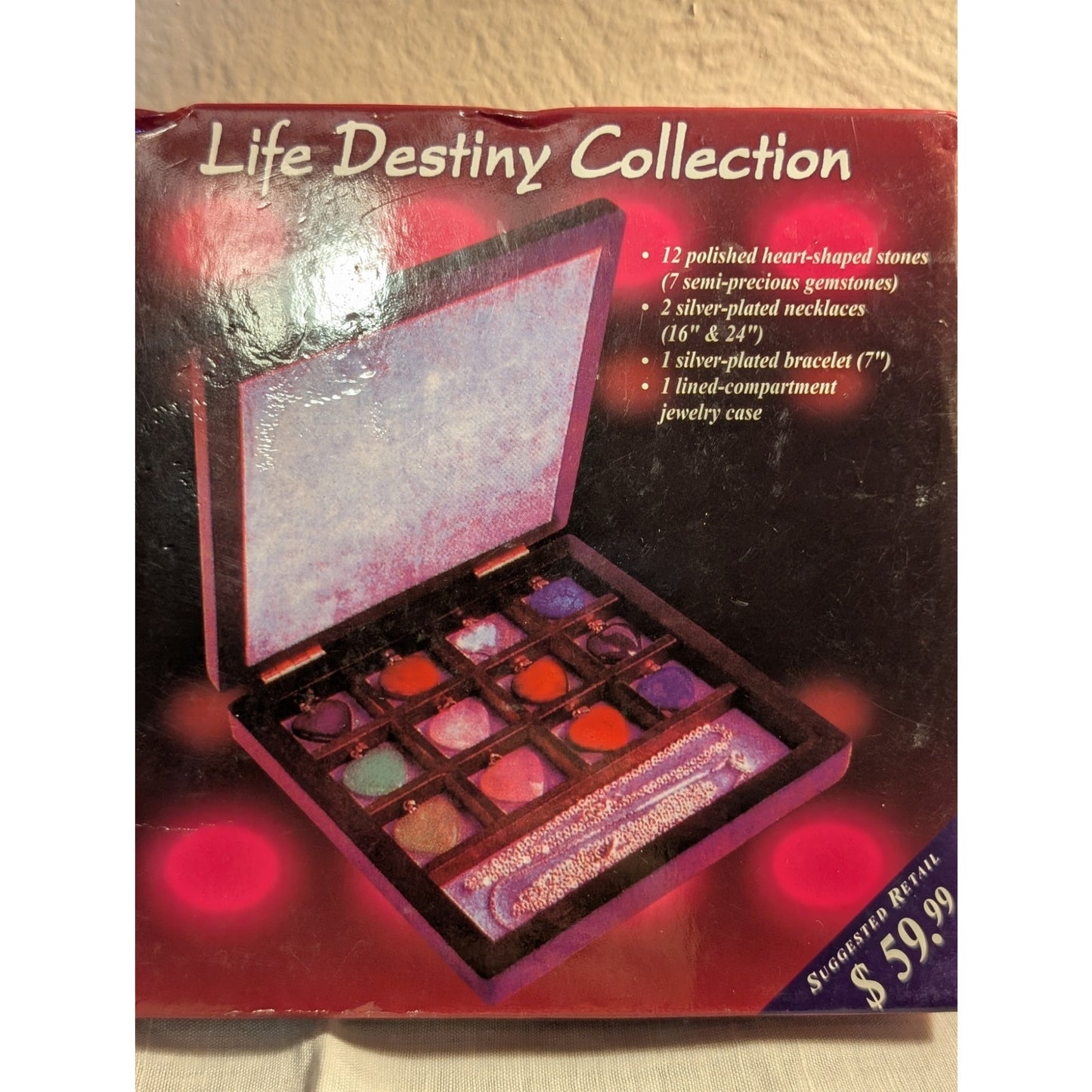 Life Destiny Collection Stone Heart Pendants & Chains in Hinged Box