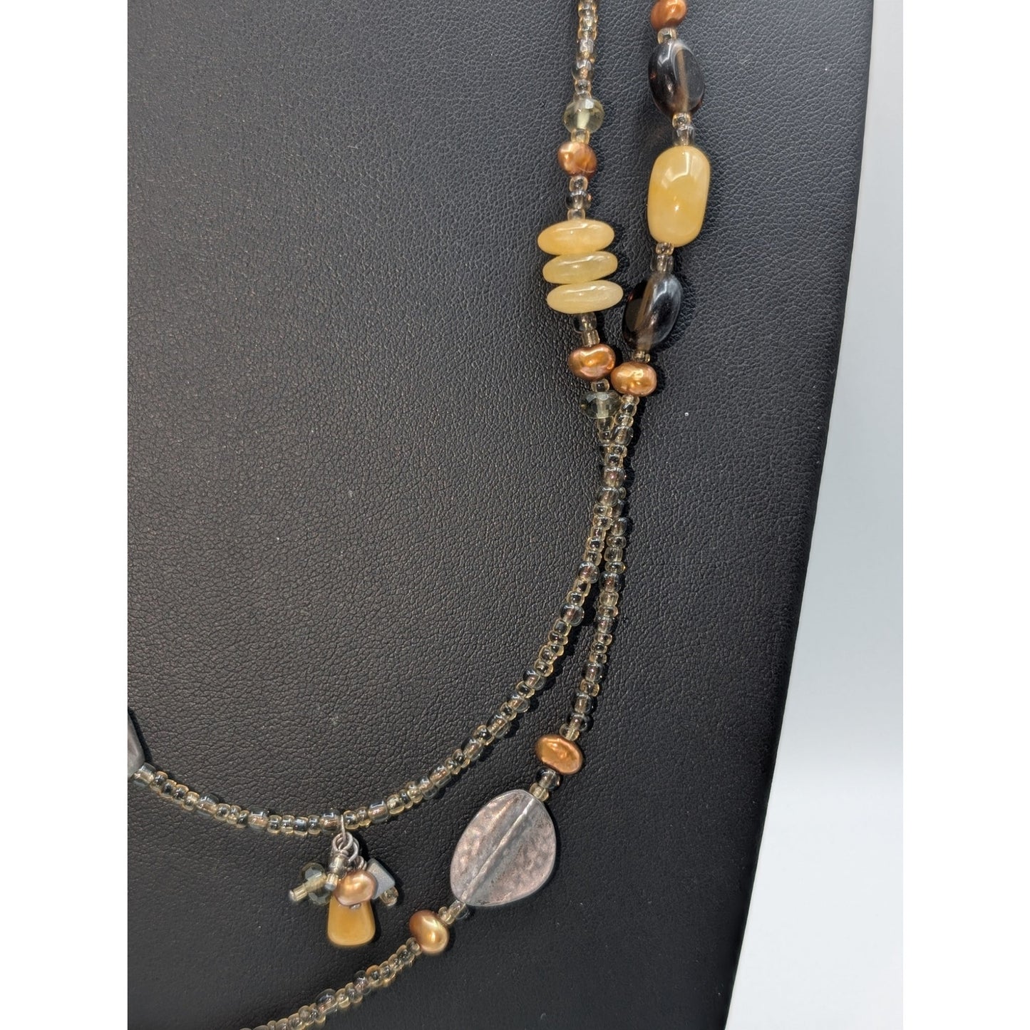 SILPADA 925 Sterling Silver Seed Bead Bronze Pearl Glass Bead 60" Necklace