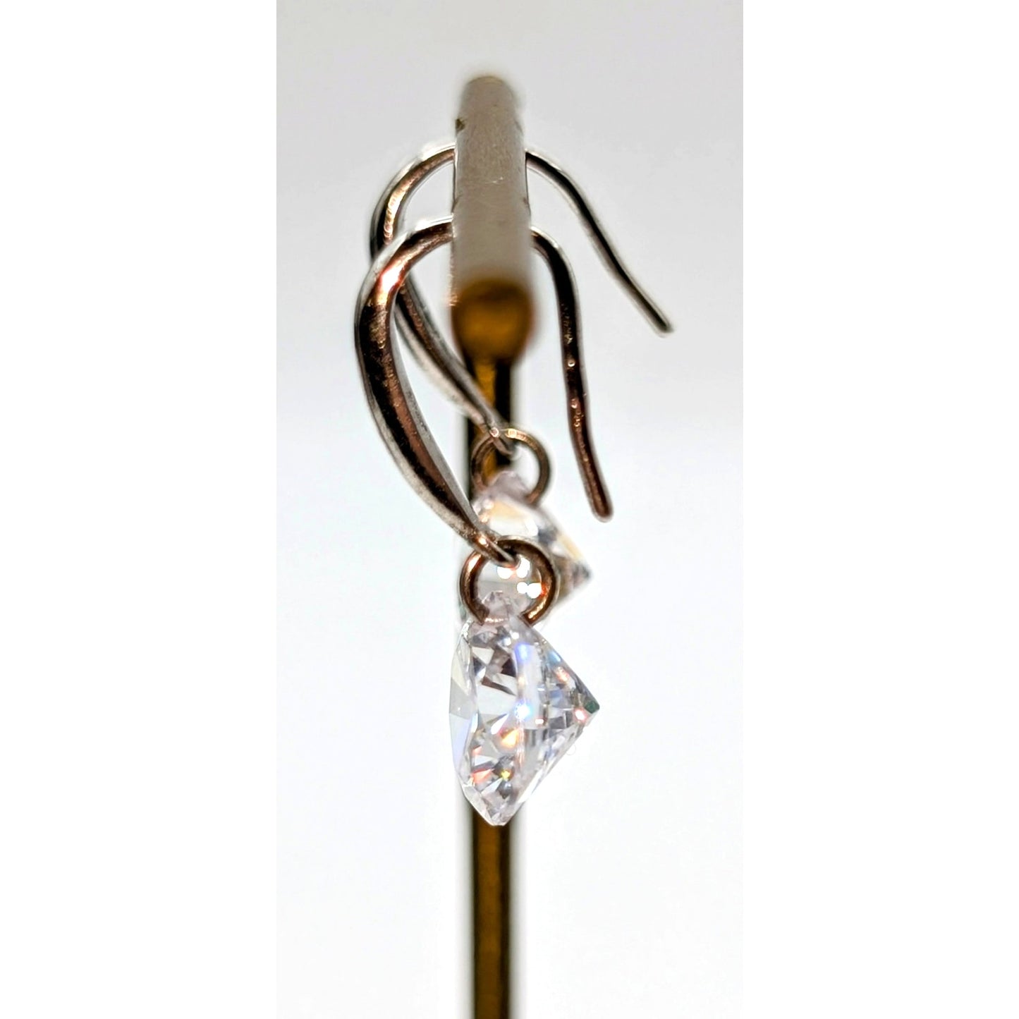 925 Sterling Silver Approx. 9mm CZ Dangle Earrings