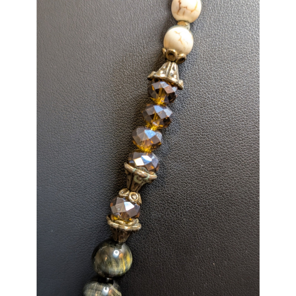 Fabulina Designs Horn Pendant Crystal Stone Bead Boho 32" Necklace