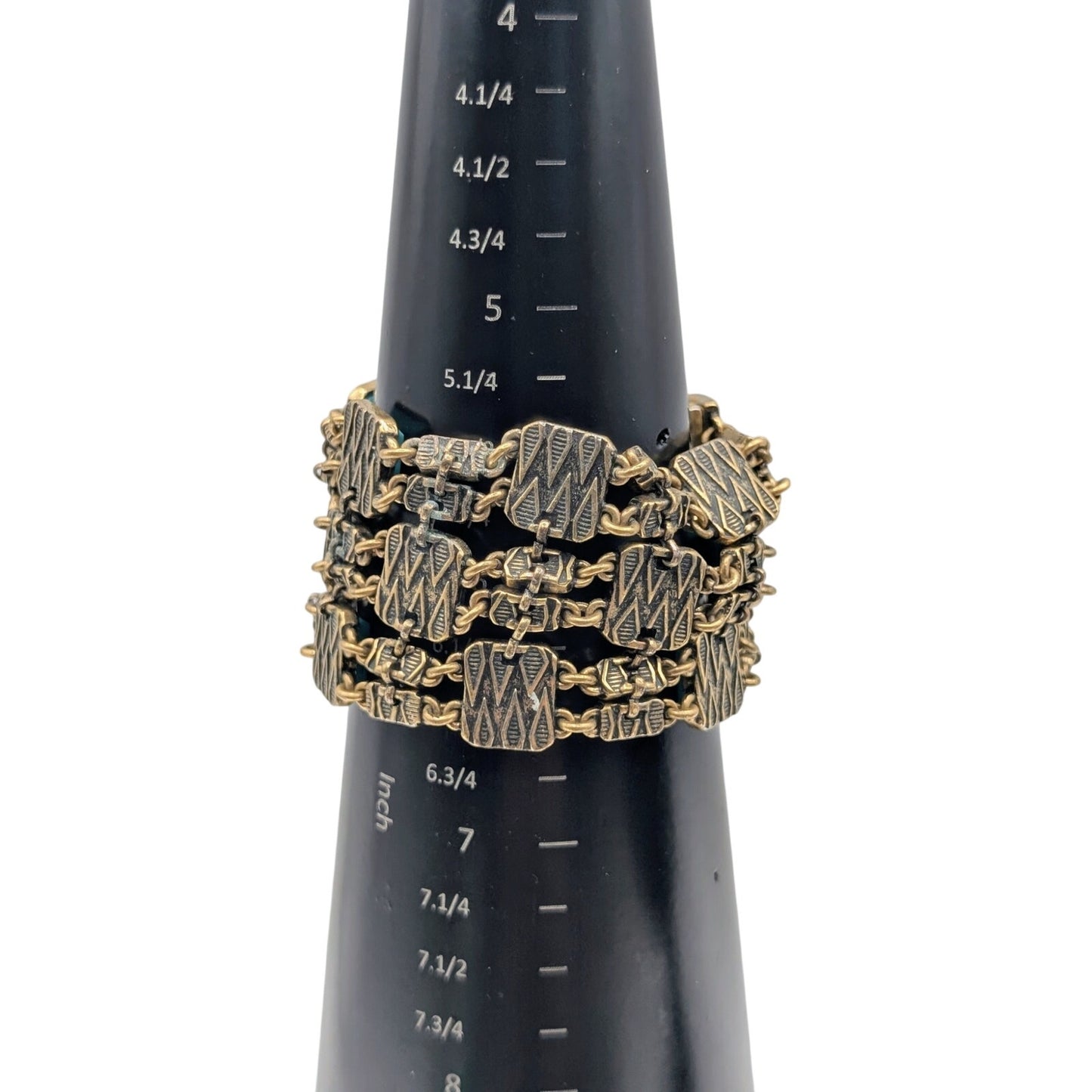 Lucky Brand Wide Magnetic Gold Tone Faux Turquoise Stone Multi-Strand Bracelet