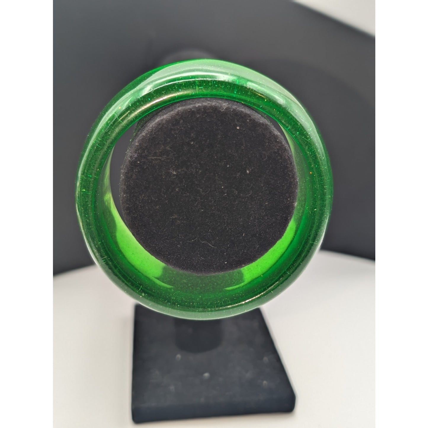 Vintage Green 1.5" Wide Lucite Translucent Glitter Sparkle Bangle Bracelet