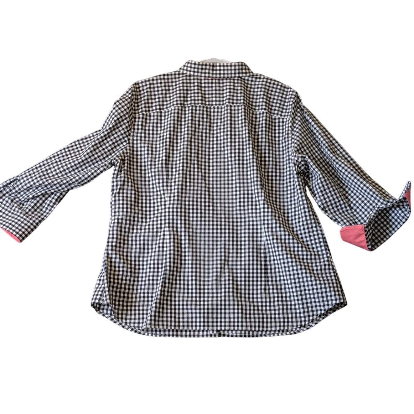 Lauren Ralph Lauren Black White Gingham Check Pink Accent Button Shirt Sz 2X