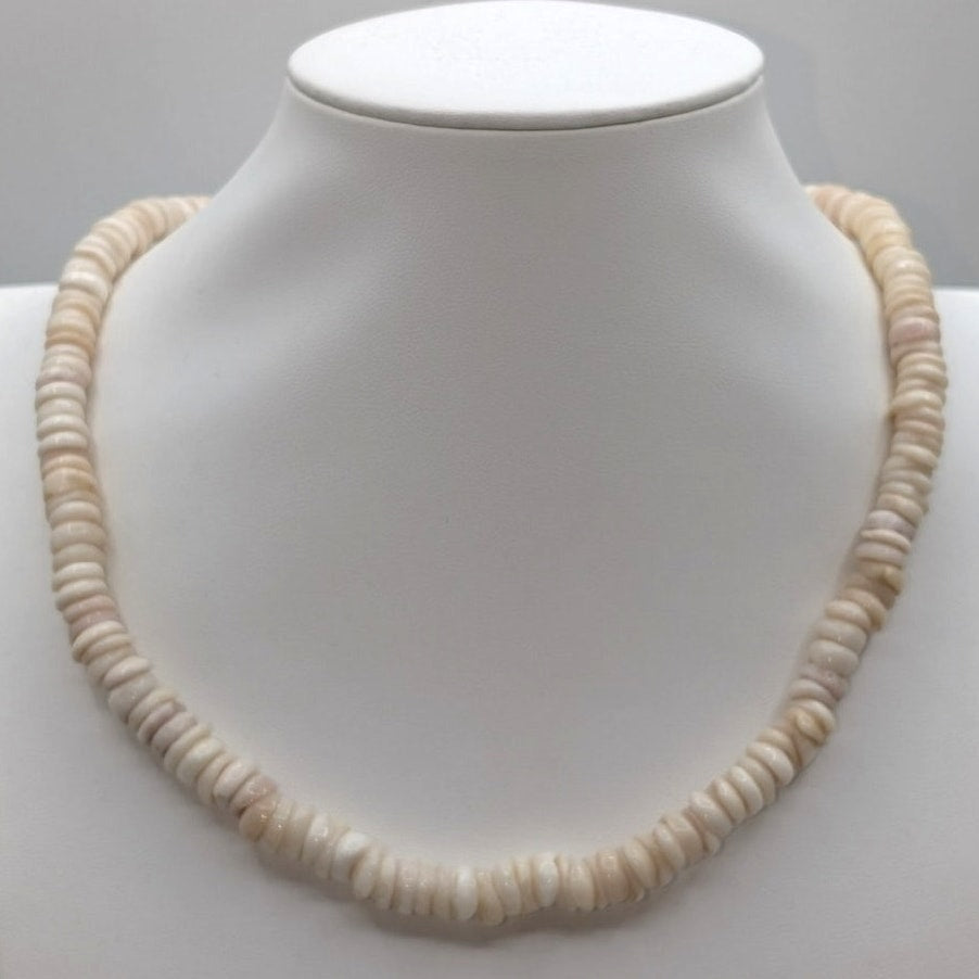 Vintage Genuine Large Puka Shell 18.5" Barrel Clasp Necklace