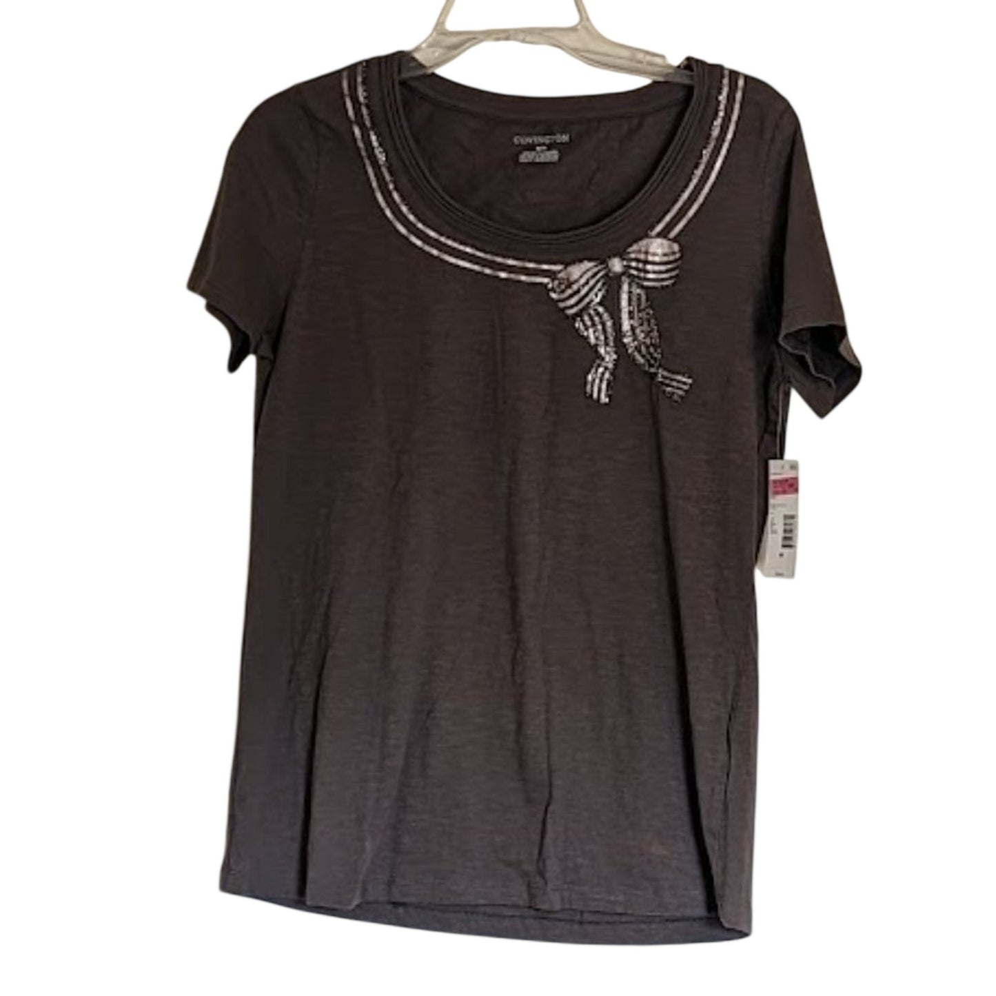 Covington NWT Medium Mushroom Shirt with Bow Embellishment