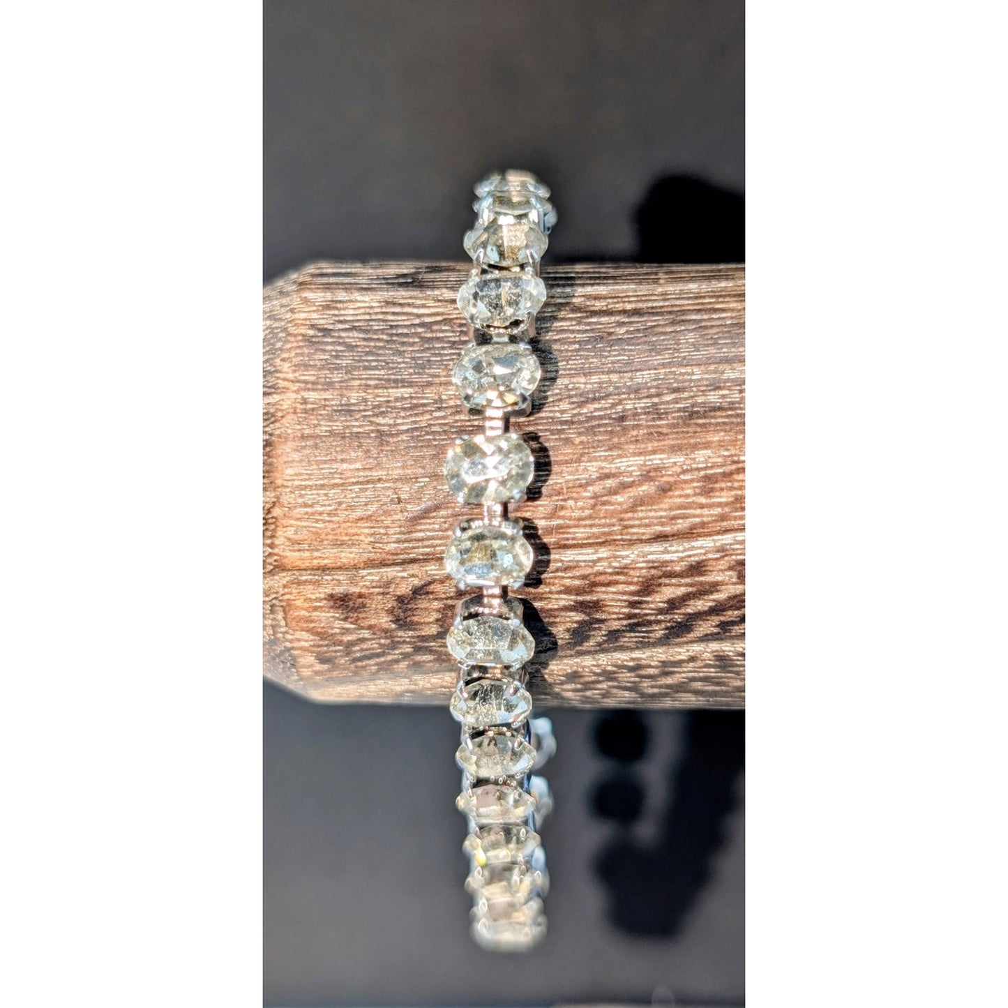 Vintage Oval Rhinestone Tennis Bracelet W/ Hand Signed Clasp