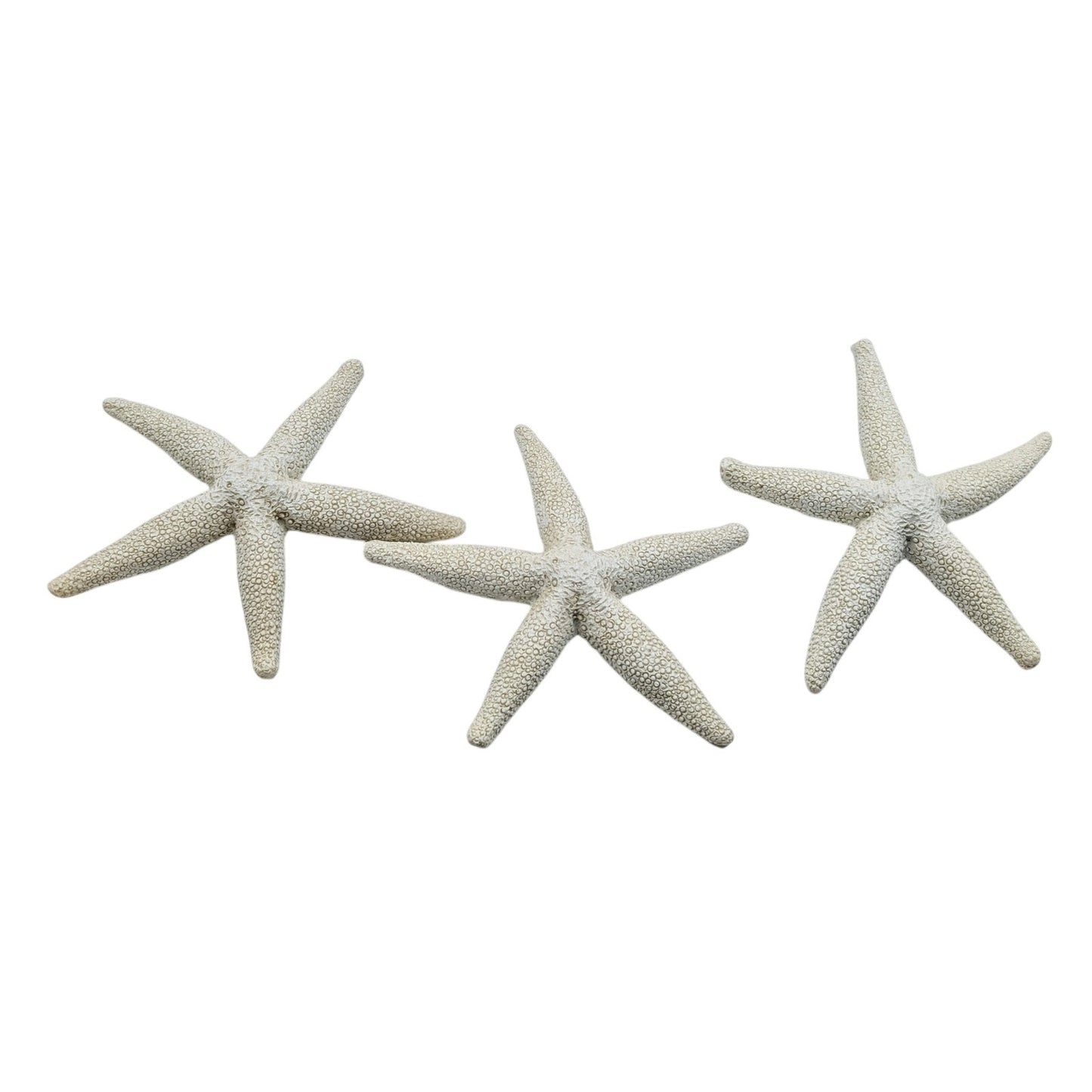 Set of Three White Plaster Starfish Coastal Decor